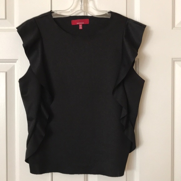 RED from Saks 5th Avenue. Raw hem blouse in black - Picture 3 of 7